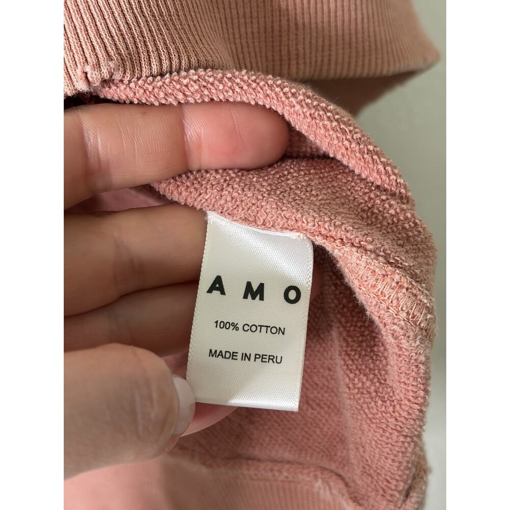 AMO Short Sleeve Crewneck Sweatshirt Washed Terracotta Pink Size Medium Casual - Picture 4 of 4